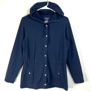 L.L. Bean Navy Blue Hooded Lightweight Jacket Size: Small Petite (SP)